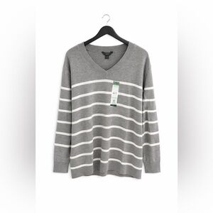 Terra & Sky Charcoal and Cream Knit Top